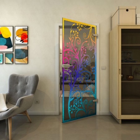 Ganzglastür - Fineprint Model 204 Verlauf auf Grauglas