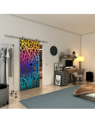 Glasschiebetür PIPE-LINE - Fineprint Model 167 Verlauf auf Grauglas