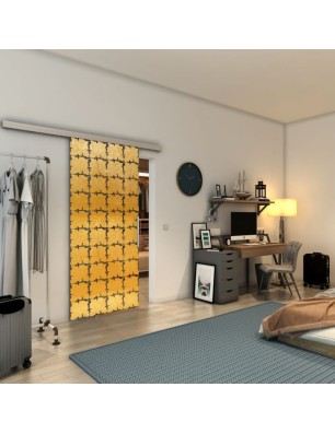 Glasschiebetür SLIM-LINE - Fineprint Model 033 Gold auf Grauglas