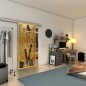 Glasschiebetür SLIM-LINE - Fineprint Modell 097 Gold auf Grauglas Glasschiebetür SLIM-LINE - Fineprint Modell 097 Gold auf Grauglas
