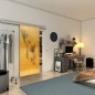 Glasschiebetür SLIM-LINE - Fineprint Modell 120 Gold auf Grauglas Glasschiebetür SLIM-LINE - Fineprint Modell 120 Gold auf Grauglas
