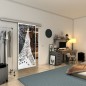 Glasschiebetür SLIM-LINE - Fineprint Modell 132 Weiss auf Grauglas Glasschiebetür SLIM-LINE - Fineprint Modell 132 Weiss auf Grauglas