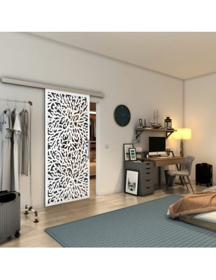 Glasschiebetür SLIM-LINE - Fineprint Model 168 Weiss auf Grauglas