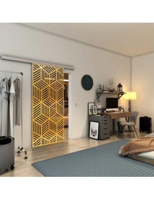 Glasschiebetür SLIM-LINE - Fineprint Model 179 Gold auf Grauglas