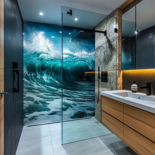 Duschrückwand Glasdruck