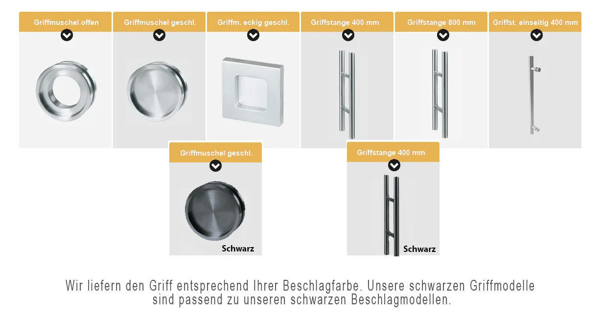 Griffvarianten Glasschiebetür
